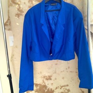Plus size blue crop blazer